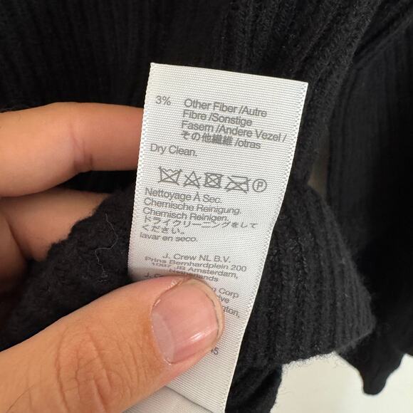 Madewell Soft Wool-Blend Square-Neck Pullover Sweater 2XS Black Blouson Sleeve - Picture 7 of 8